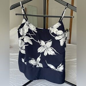 Floral Navy and White Tank Top